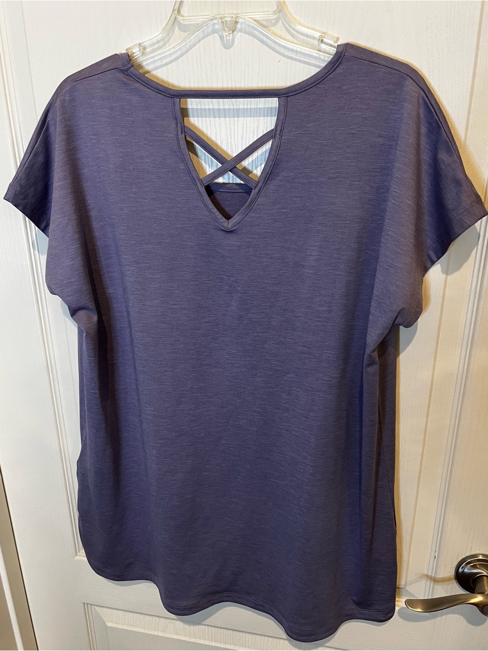 Tuff Athletics Lavender Short Sleeve Tee with Crisscross Back - Picture 2 of 3